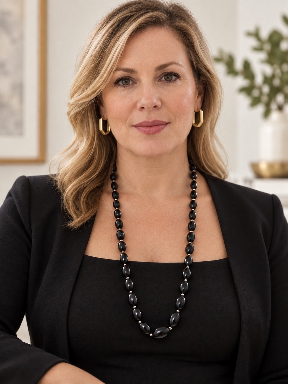 Classic Black Beaded Necklace - Elegant Women's Jewelry